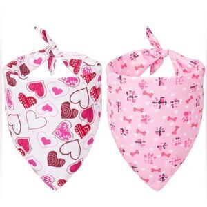 ADOGGYGO Valentine's Day Dog Bandana Adjustable Reversible Triangle Dog Scarf